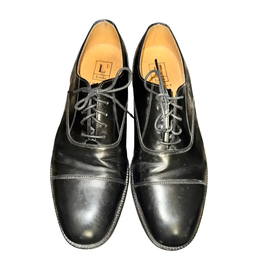 Loake Last Oxfords Men's Size 8.5 Black Leather Professional Collection Cap Toe